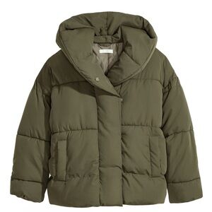 H&M Padded Green Jacket with Hood - New - M - Oversized